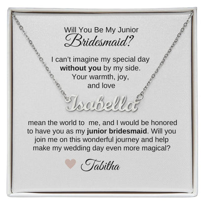 Junior Bridesmaid Proposal Gift, Custom Name Necklace, Jr Bridesmaid Gift