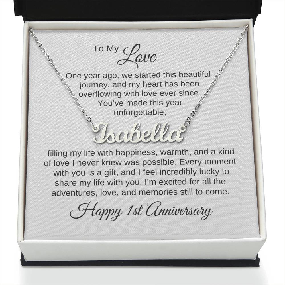 One Year Anniversary Gift for Her One Year Anniversary, Custom Name Necklace