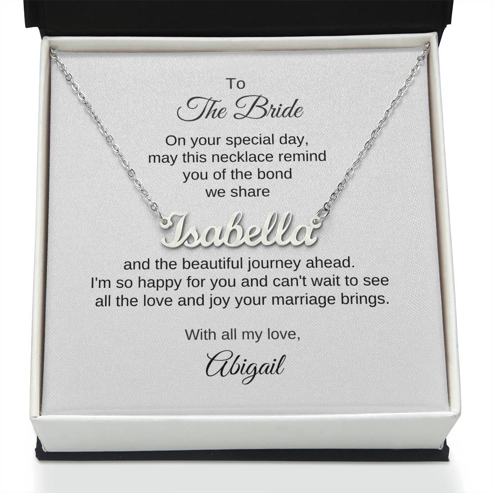 Gift for Best Friend Wedding, Custom Name Necklace, Gift on Wedding for Friend