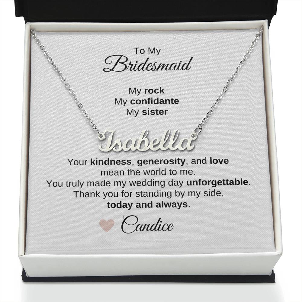 Bridesmaids Wedding Day Gifts Bridal Party Gifts Custom Name Necklace