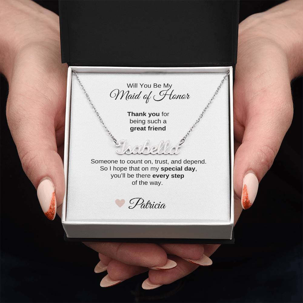 Will You Be My Maid of Honor Proposal Gift Custom Name Necklace