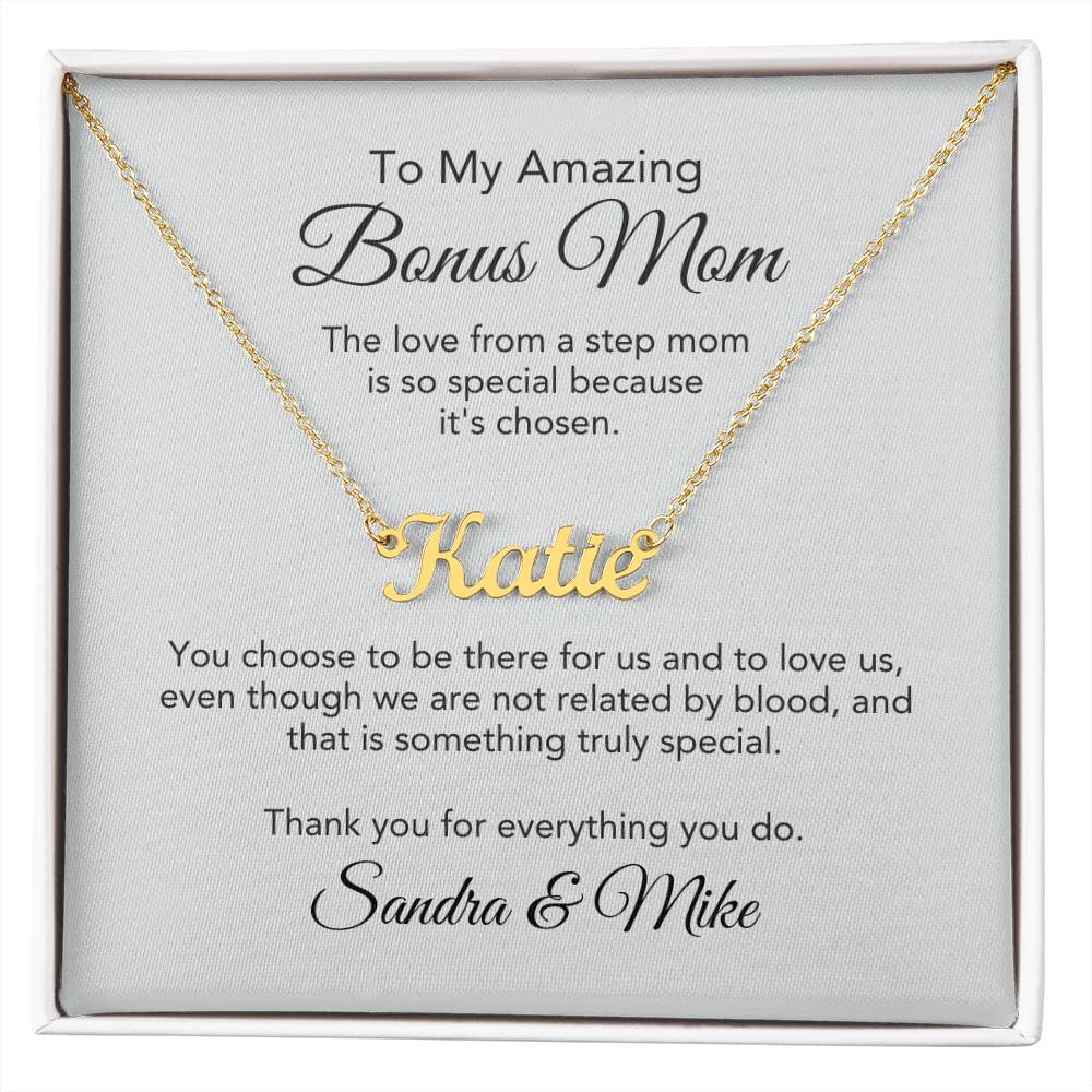 Bonus Mom Gifts for Step Mom Custom Name Necklace - MKT Custom Jewelry