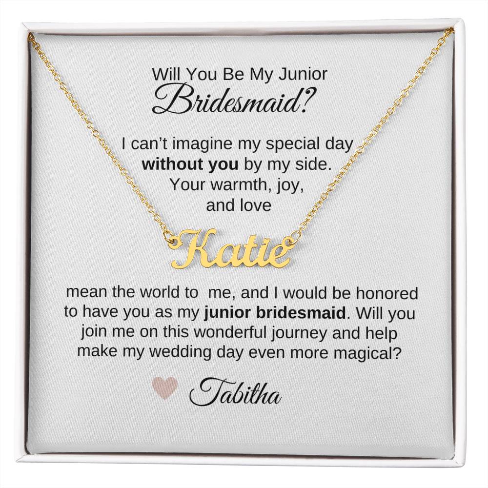 Junior Bridesmaid Proposal Gift, Custom Name Necklace, Jr Bridesmaid Gift