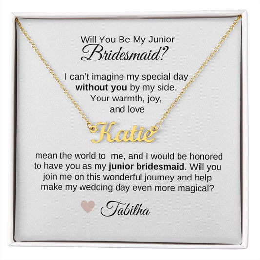 Junior Bridesmaid Proposal Gift, Custom Name Necklace, Jr Bridesmaid Gift