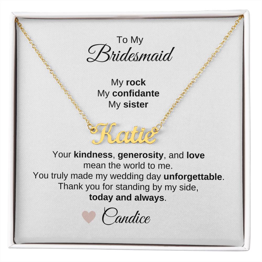 Bridesmaids Wedding Day Gifts Bridal Party Gifts Custom Name Necklace