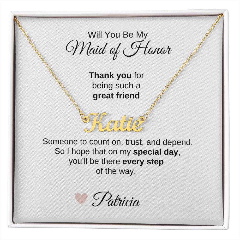 Will You Be My Maid of Honor Proposal Gift Custom Name Necklace