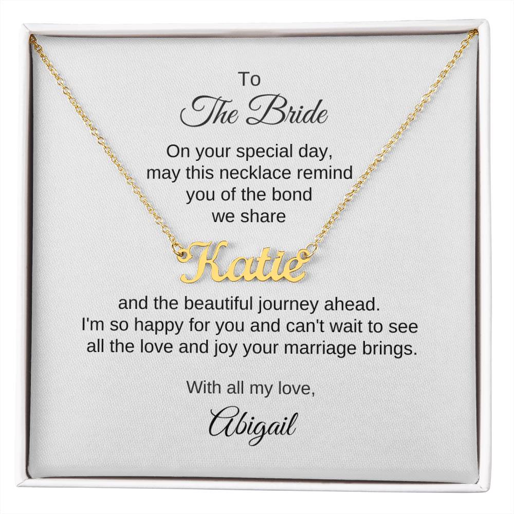 Gift for Best Friend Wedding, Custom Name Necklace, Gift on Wedding for Friend