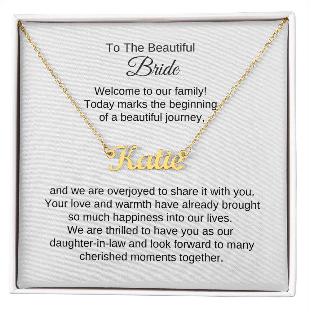 Daughter In Law Gift For Wedding, Custom Name Necklace, Wedding Gift Daughter-In-Law