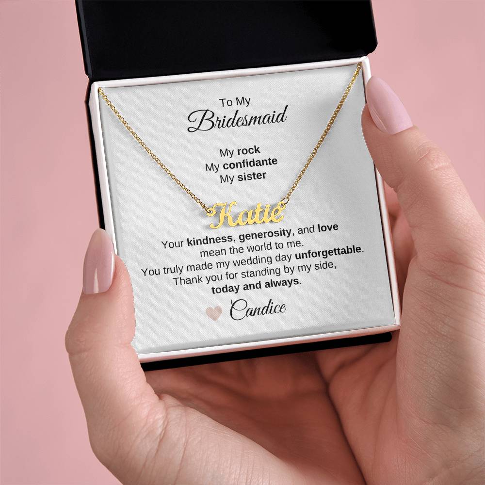 Bridesmaids Wedding Day Gifts Bridal Party Gifts Custom Name Necklace