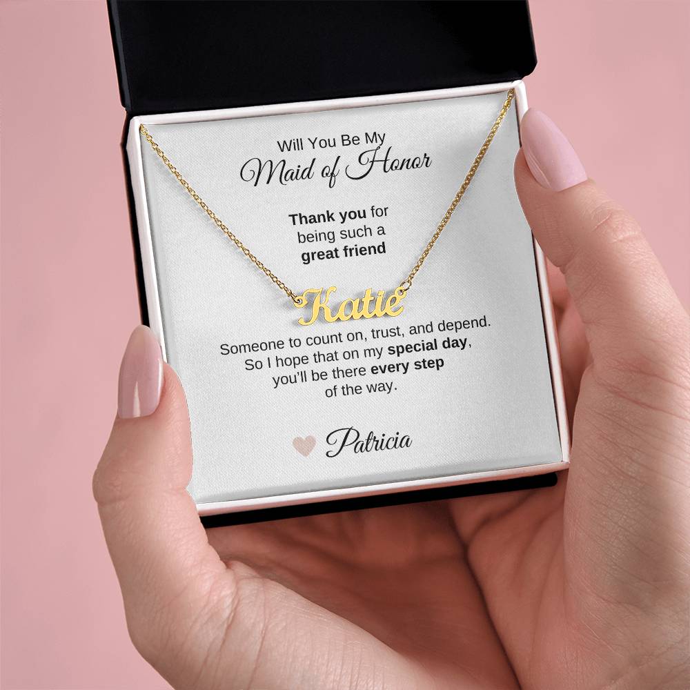 Will You Be My Maid of Honor Proposal Gift Custom Name Necklace