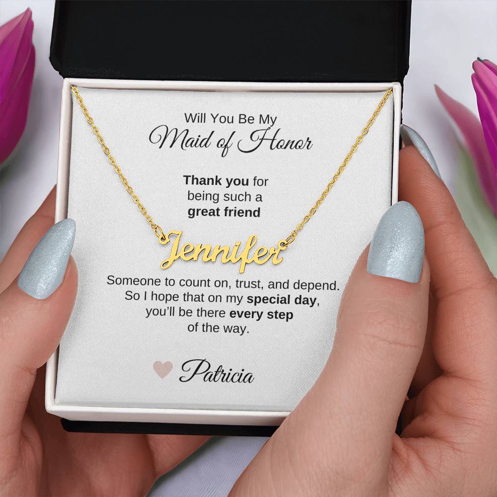 Will You Be My Maid of Honor Proposal Gift Custom Name Necklace