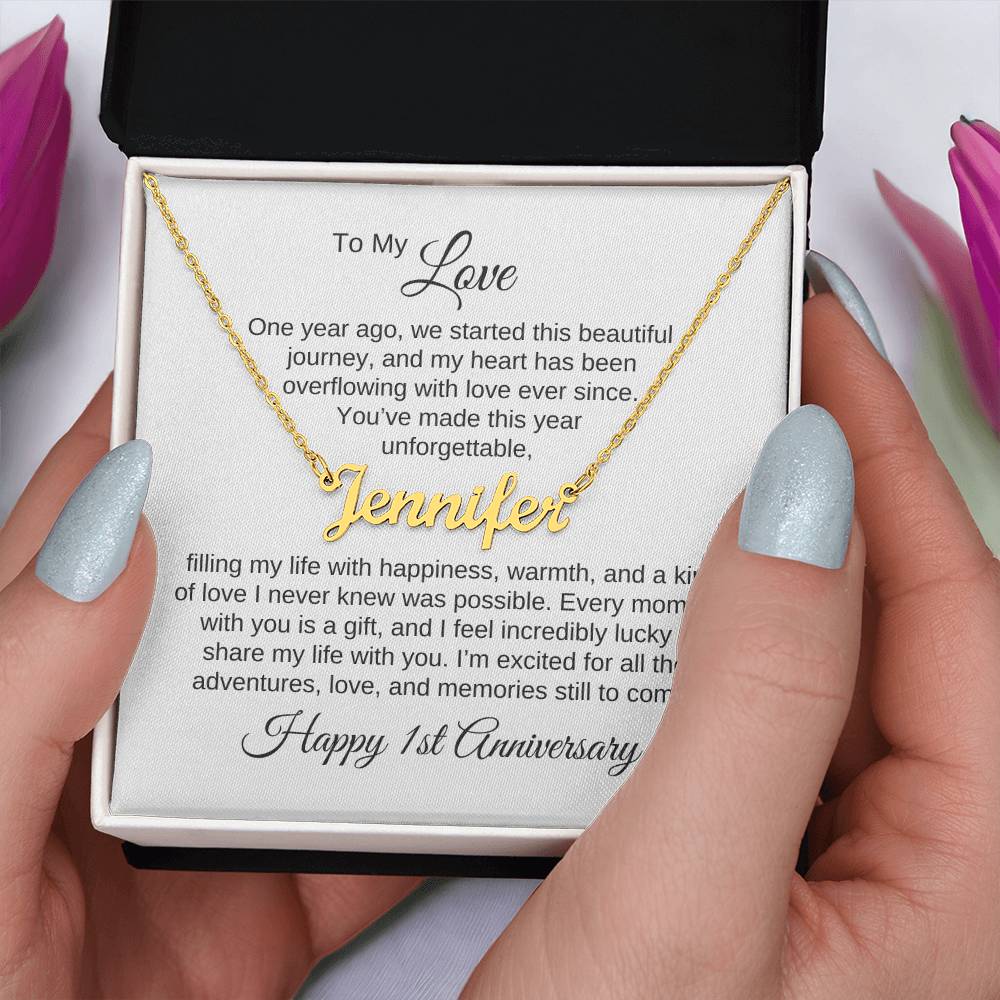 One Year Anniversary Gift for Her One Year Anniversary, Custom Name Necklace