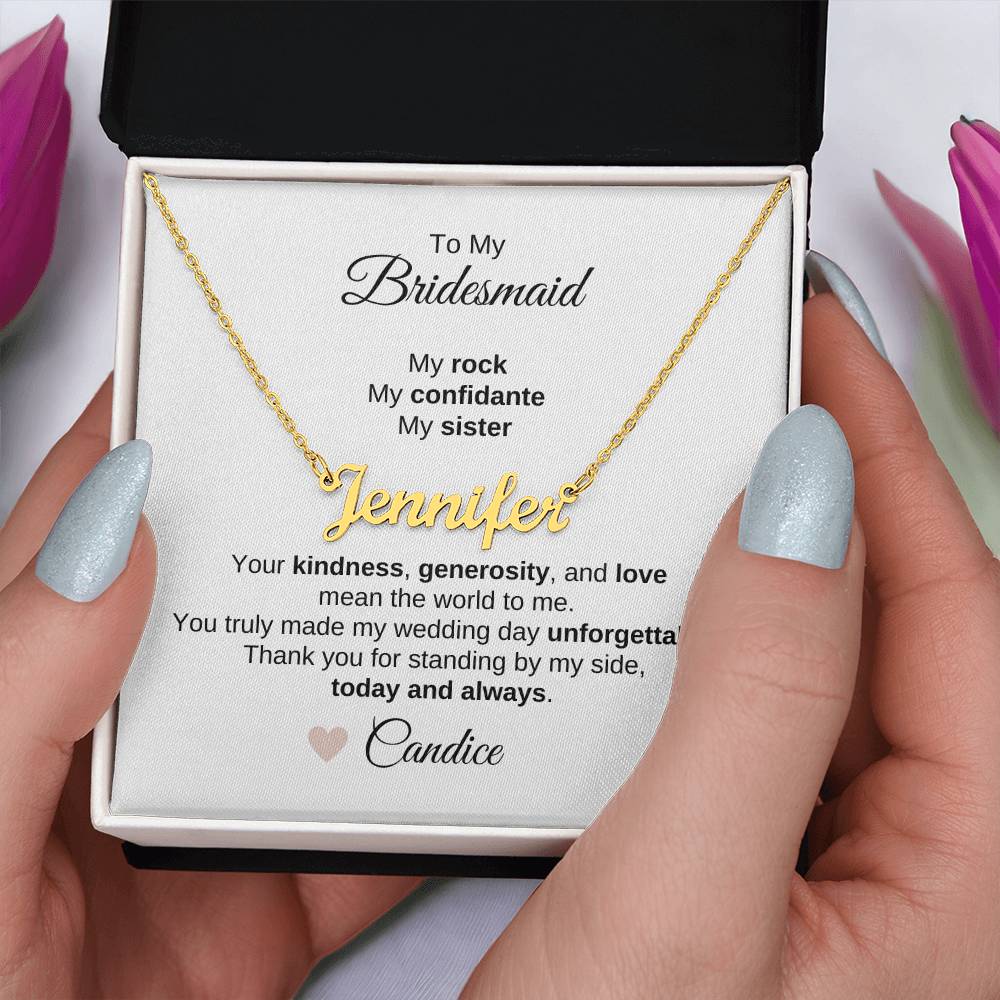 Bridesmaids Wedding Day Gifts Bridal Party Gifts Custom Name Necklace