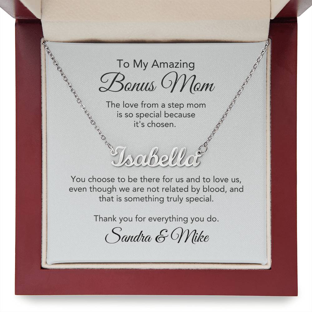 Bonus Mom Gifts for Step Mom Custom Name Necklace - MKT Custom Jewelry