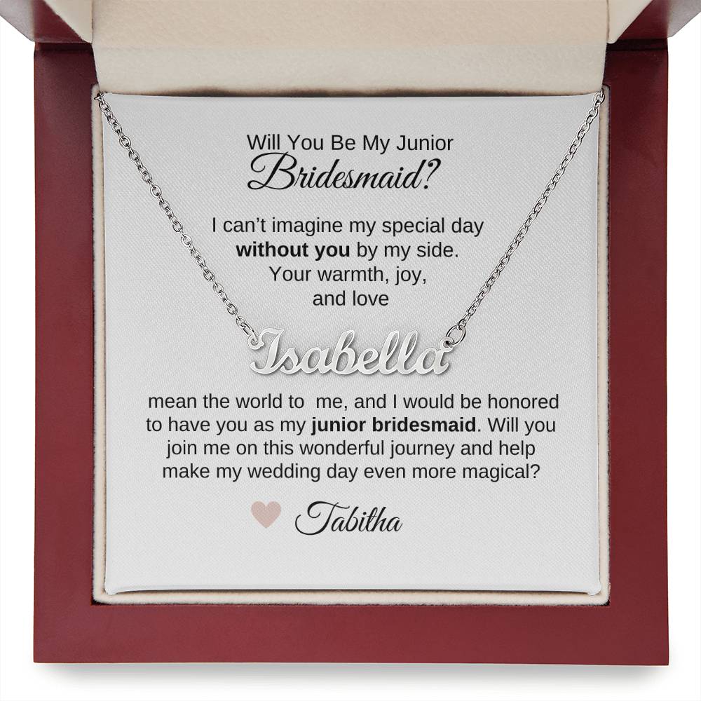 Junior Bridesmaid Proposal Gift, Custom Name Necklace, Jr Bridesmaid Gift