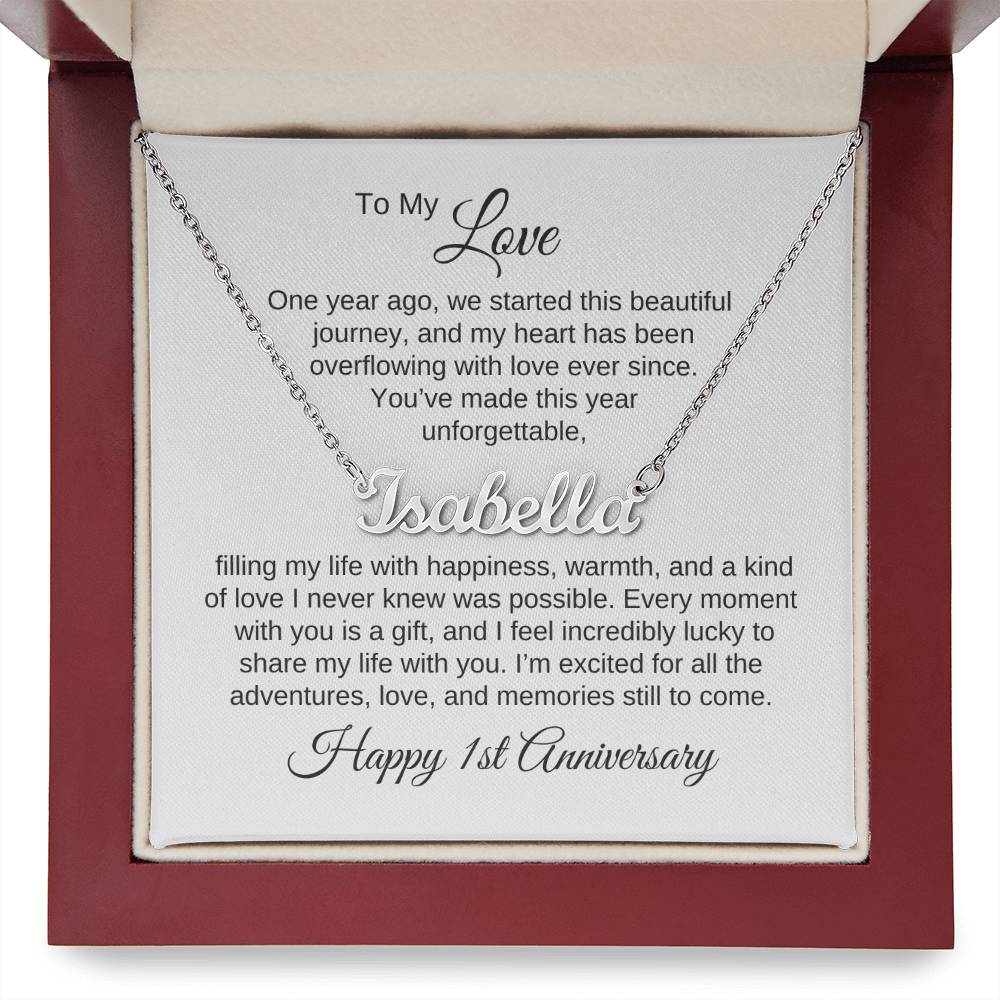 One Year Anniversary Gift for Her One Year Anniversary, Custom Name Necklace