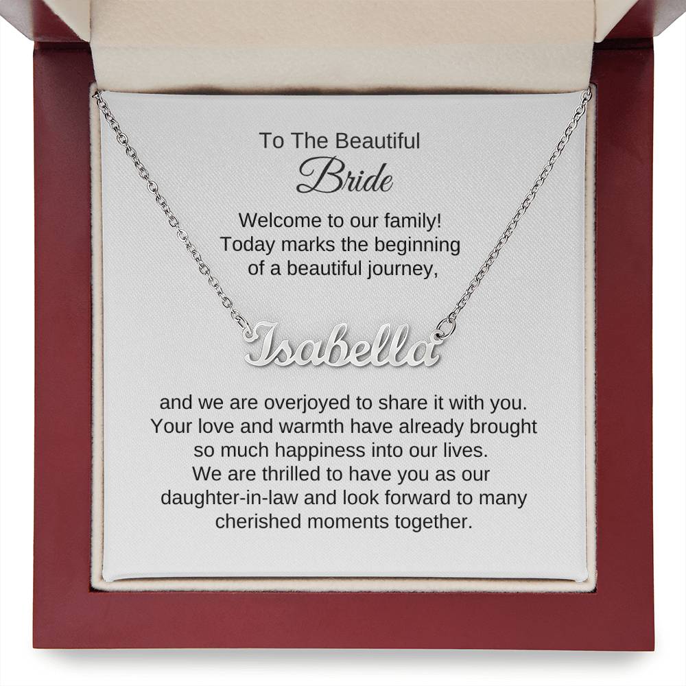 Daughter In Law Gift For Wedding, Custom Name Necklace, Wedding Gift Daughter-In-Law