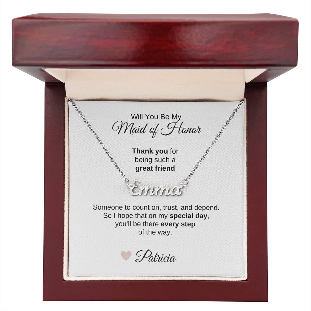 Will You Be My Maid of Honor Proposal Gift Custom Name Necklace