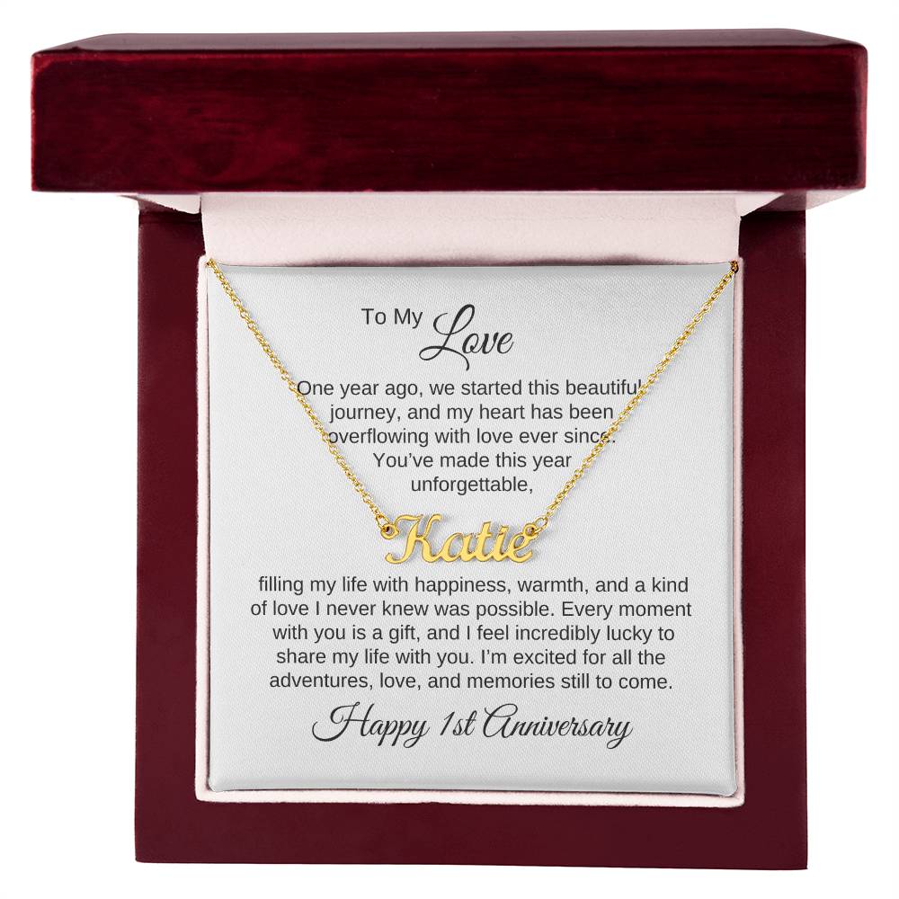 One Year Anniversary Gift for Her One Year Anniversary, Custom Name Necklace