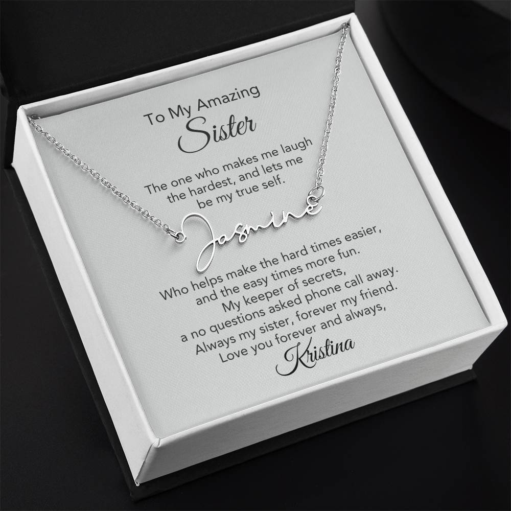 Customized Gifts for Sister Script Custom Name Necklace for Sister - MKT Custom Jewelry