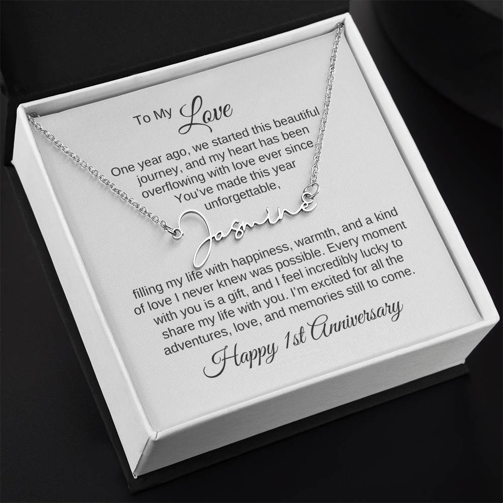 One Year Anniversary Gift for Her One Year Anniversary, Script Name Necklace