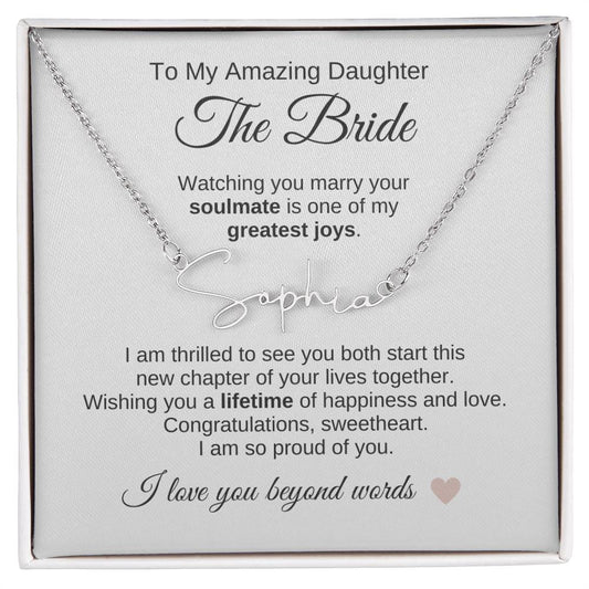 Daughter Wedding Gift Wedding Present for Daughter Script Custom Name - MKT Custom Jewelry