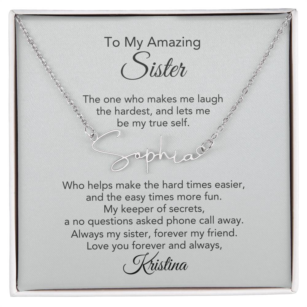 Customized Gifts for Sister Script Custom Name Necklace for Sister - MKT Custom Jewelry