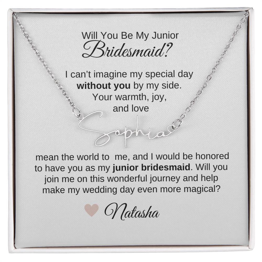 Junior Bridesmaid Proposal Gift, Script Name Necklace, Jr Bridesmaid Gift