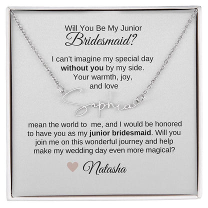 Junior Bridesmaid Proposal Gift, Script Name Necklace, Jr Bridesmaid Gift