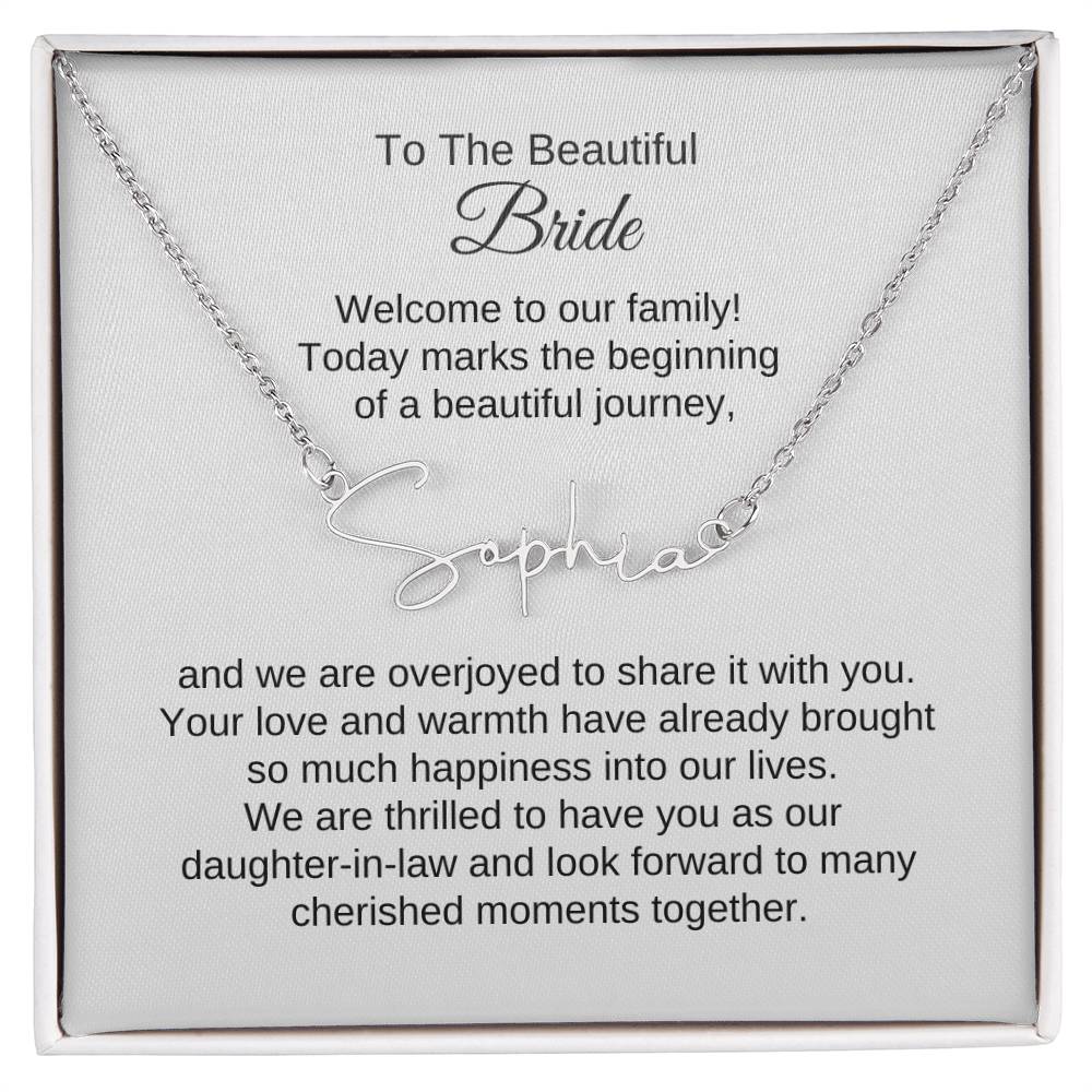 Daughter In Law Gift For Wedding, Script Name Necklace, Wedding Gift Daughter-In-Law