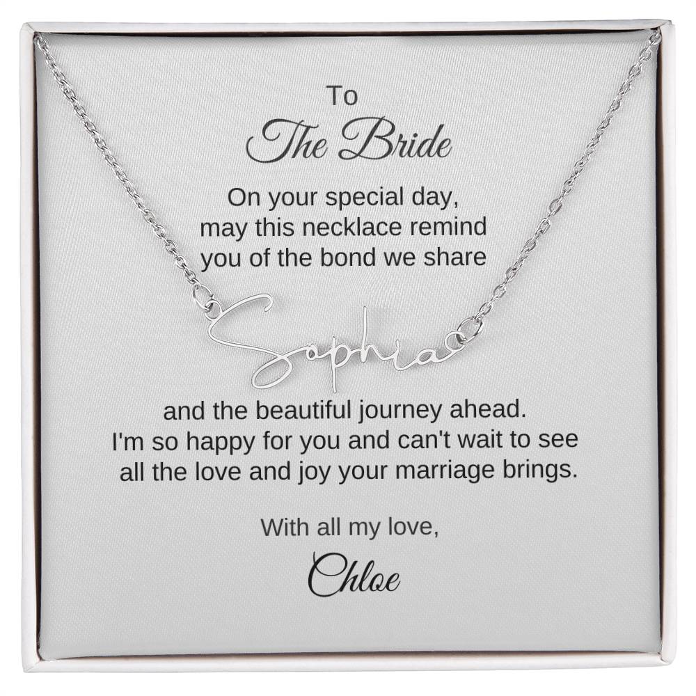 Gift for Best Friend Wedding, Script Name Necklace, Gift on Wedding for Friend