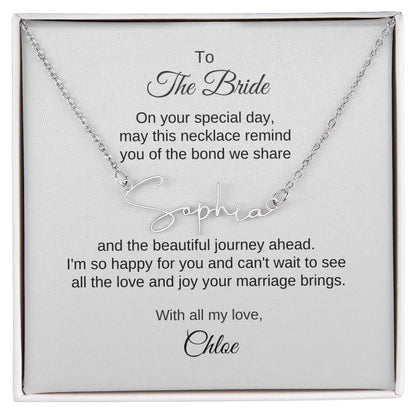 Gift for Best Friend Wedding, Script Name Necklace, Gift on Wedding for Friend