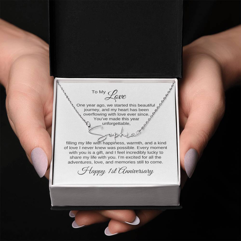 One Year Anniversary Gift for Her One Year Anniversary, Script Name Necklace