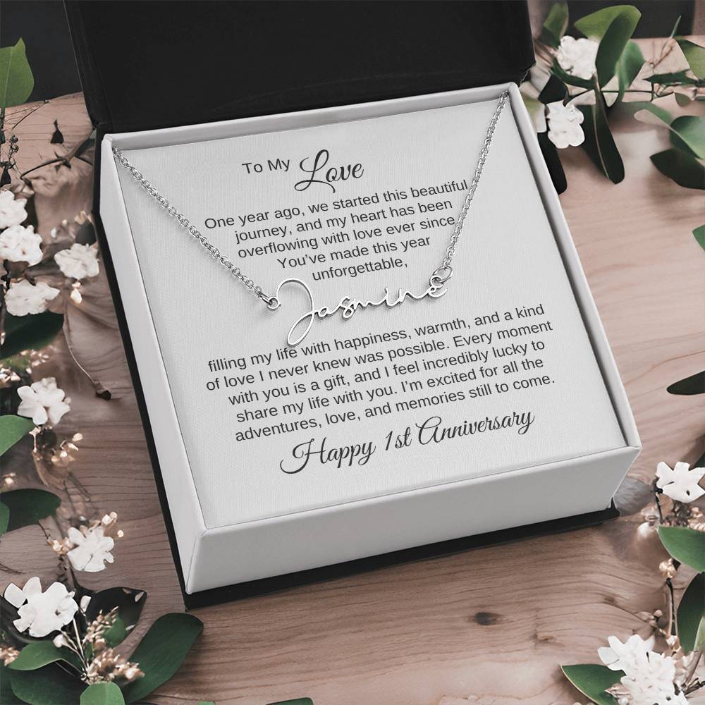 One Year Anniversary Gift for Her One Year Anniversary, Script Name Necklace