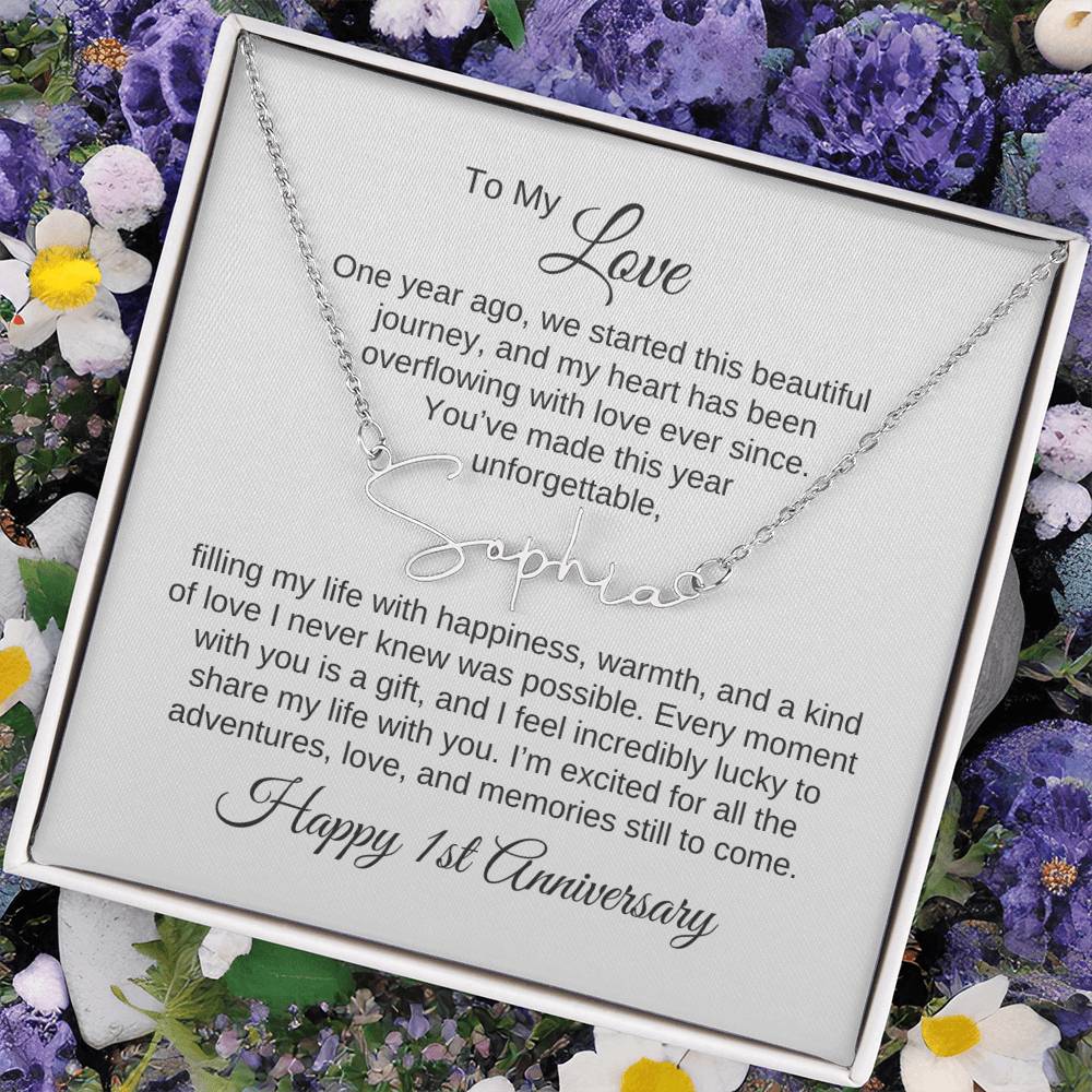 One Year Anniversary Gift for Her One Year Anniversary, Script Name Necklace