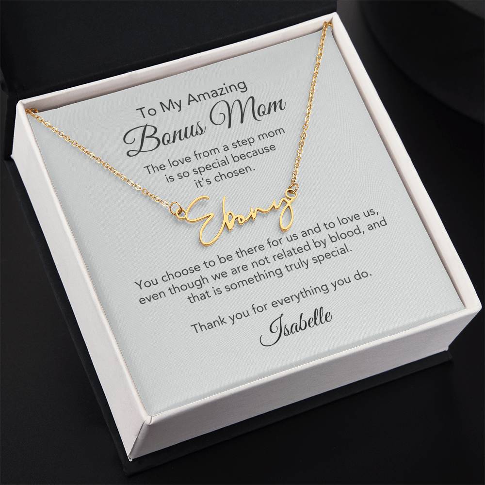 Bonus Mom Gifts for Step Mom Script Custom Name Necklace - MKT Custom Jewelry