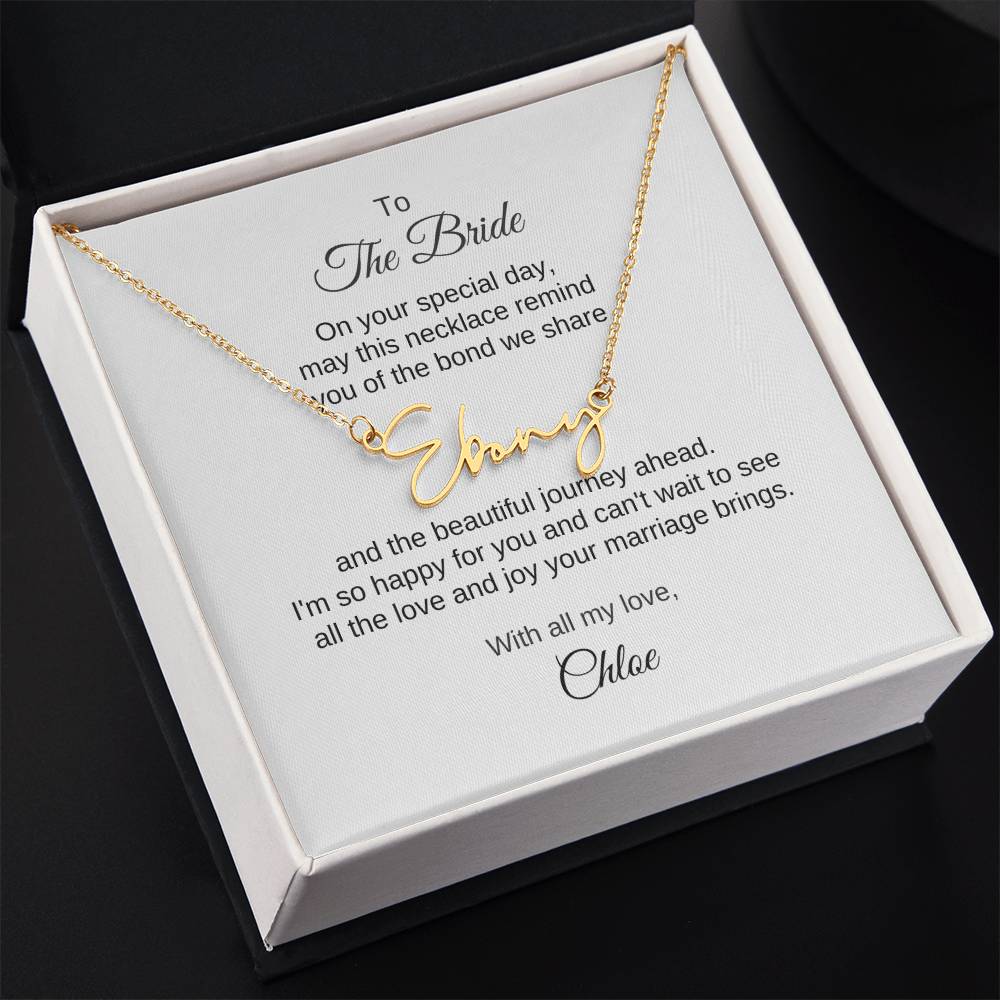 Gift for Best Friend Wedding, Script Name Necklace, Gift on Wedding for Friend