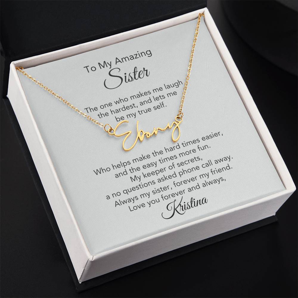 Customized Gifts for Sister Script Custom Name Necklace for Sister - MKT Custom Jewelry