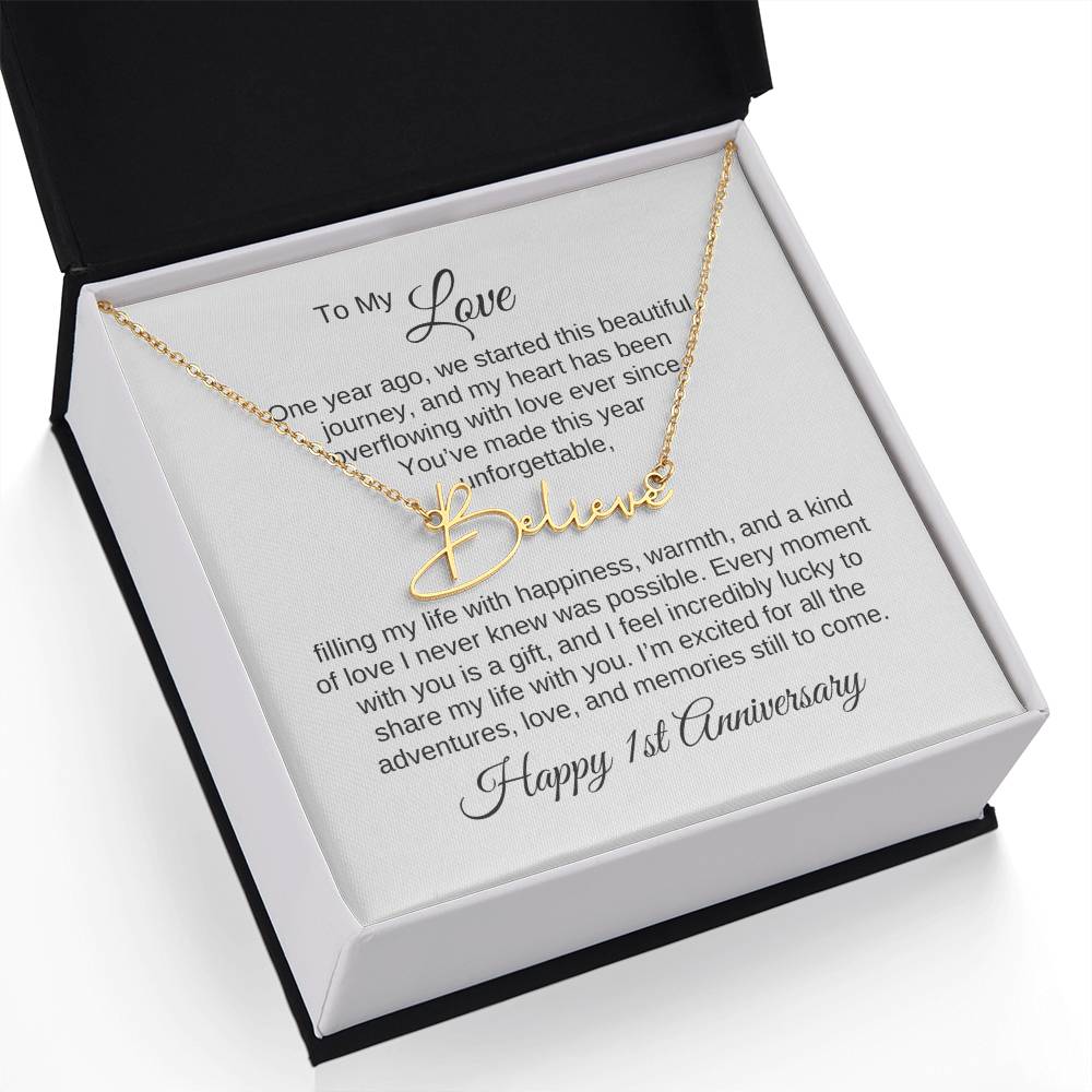 One Year Anniversary Gift for Her One Year Anniversary, Script Name Necklace