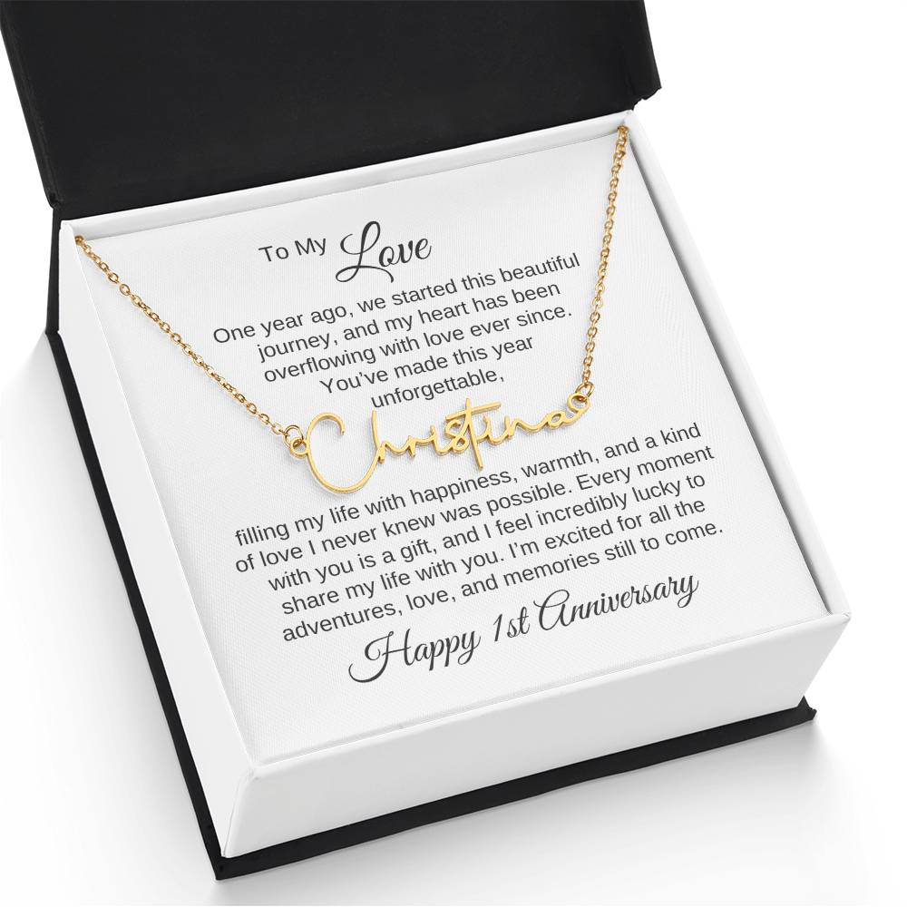 One Year Anniversary Gift for Her One Year Anniversary, Script Name Necklace