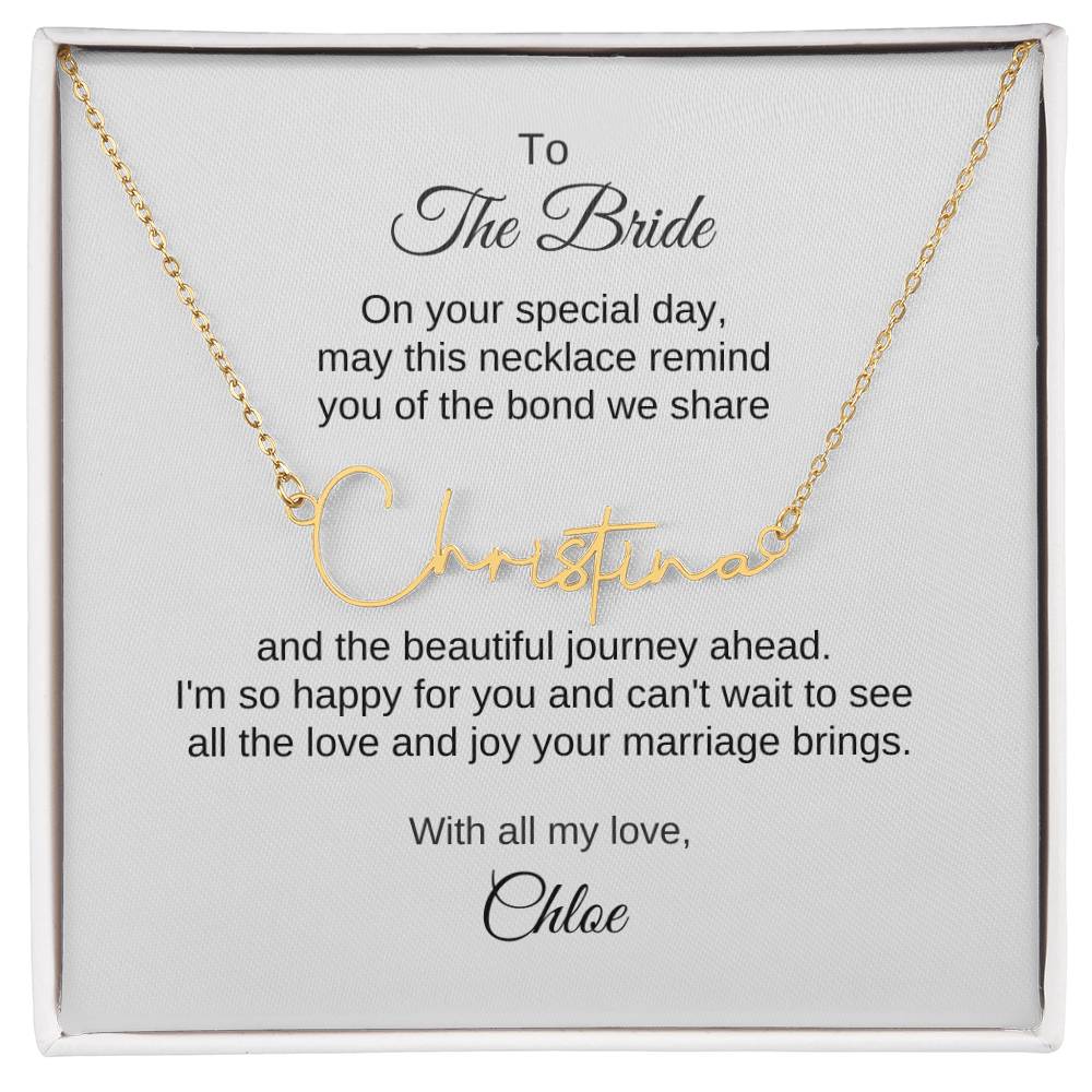 Gift for Best Friend Wedding, Script Name Necklace, Gift on Wedding for Friend