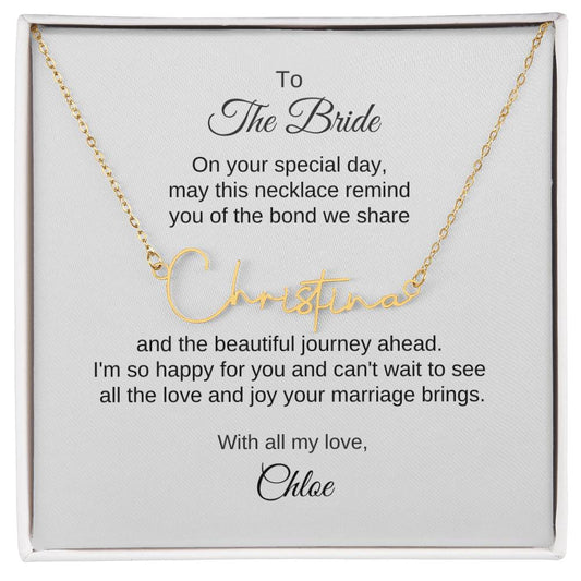 Gift for Best Friend Wedding, Script Name Necklace, Gift on Wedding for Friend