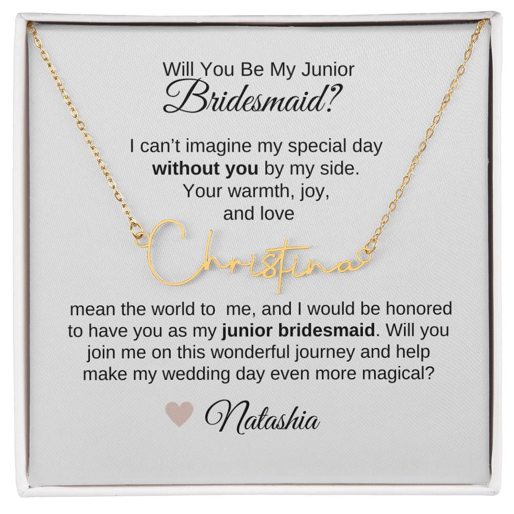 Junior Bridesmaid Proposal Gift, Script Name Necklace, Jr Bridesmaid Gift