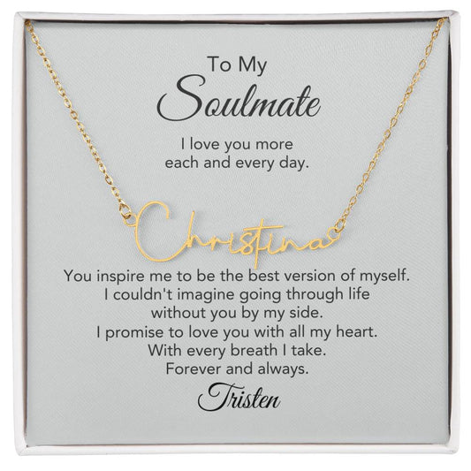 Soulmate Gift for Her Elegant Script Custom Name Necklace Girlfriend Gift Necklace for Wife