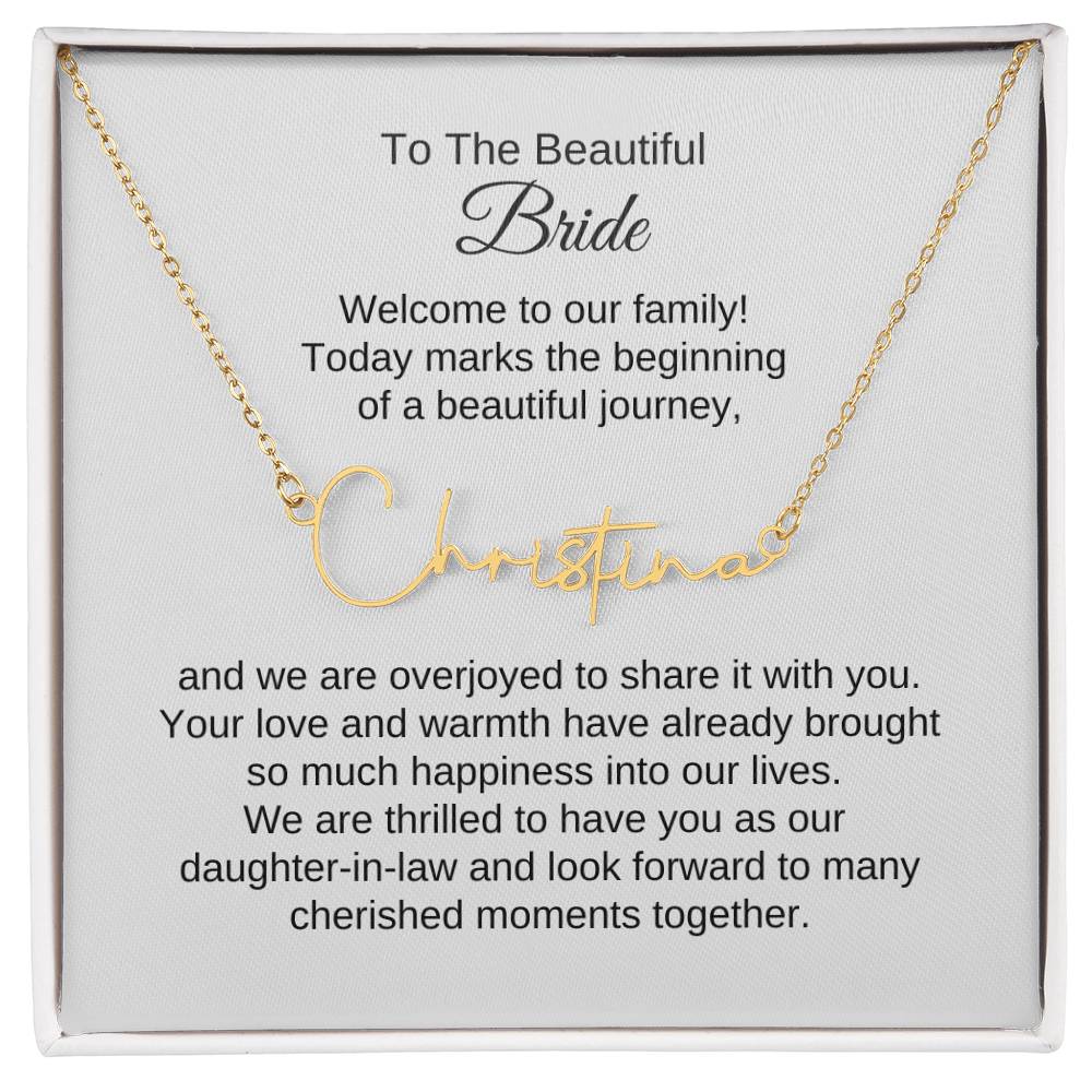 Daughter In Law Gift For Wedding, Script Name Necklace, Wedding Gift Daughter-In-Law