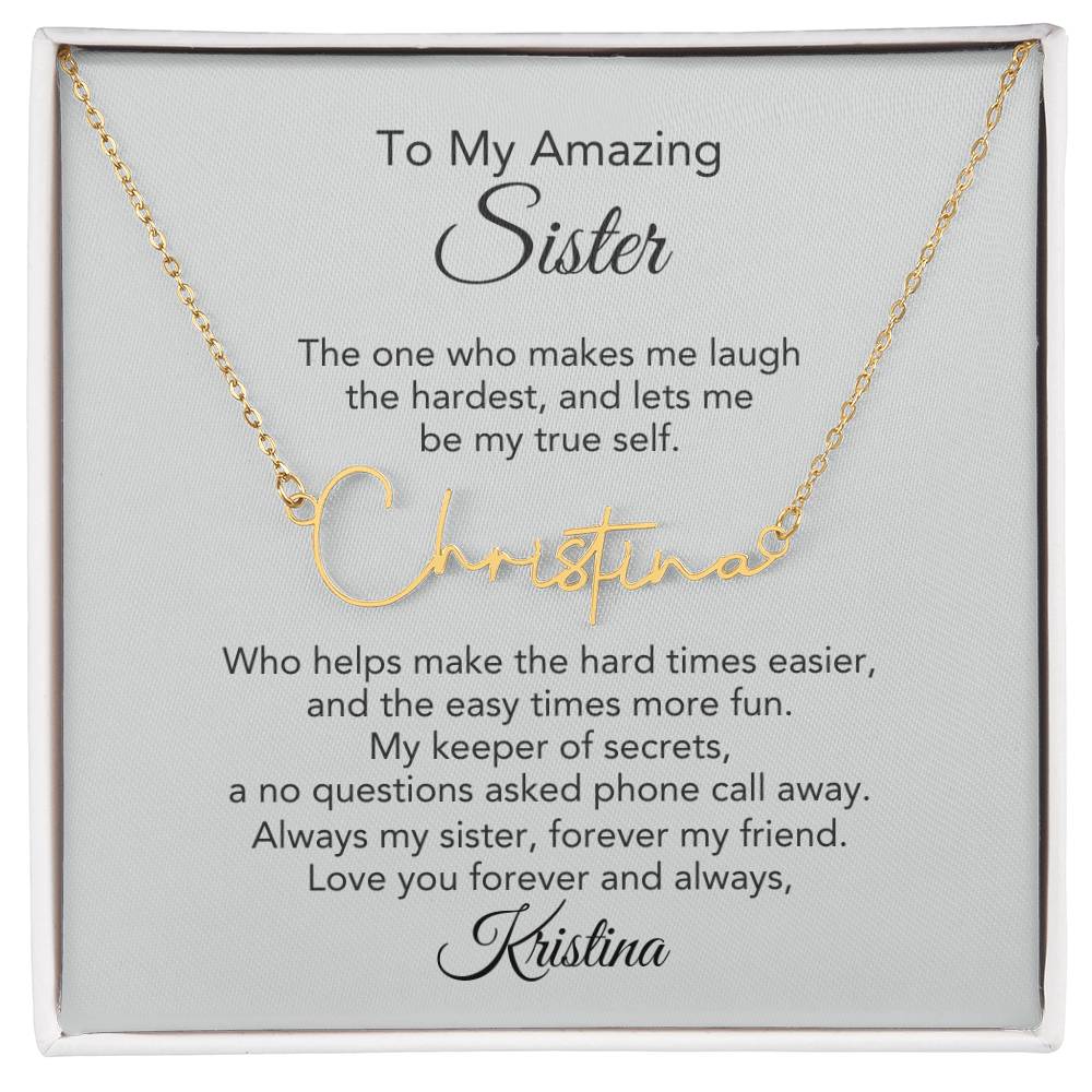 Customized Gifts for Sister Script Custom Name Necklace for Sister - MKT Custom Jewelry