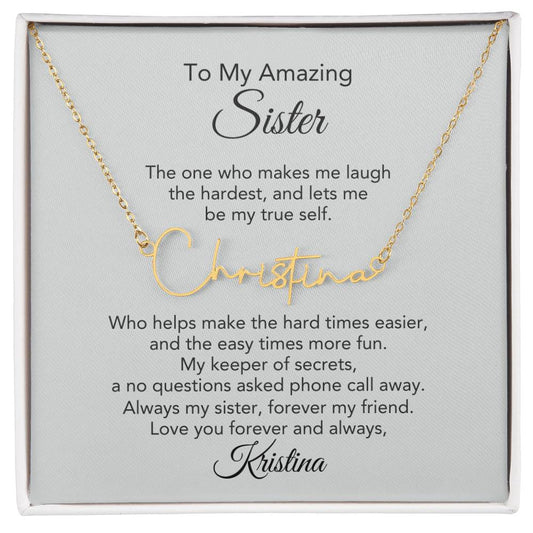 Customized Gifts for Sister Script Custom Name Necklace for Sister - MKT Custom Jewelry