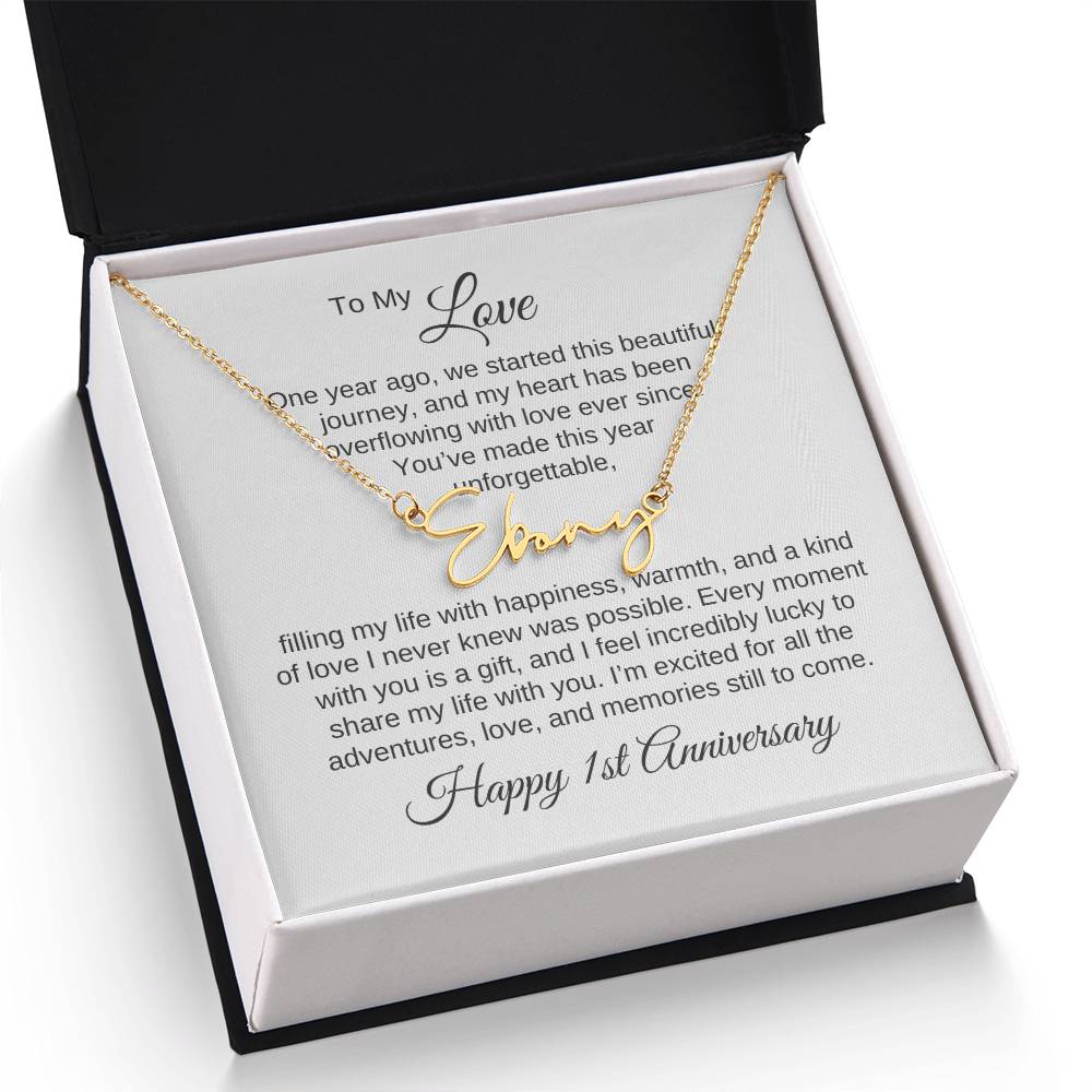 One Year Anniversary Gift for Her One Year Anniversary, Script Name Necklace