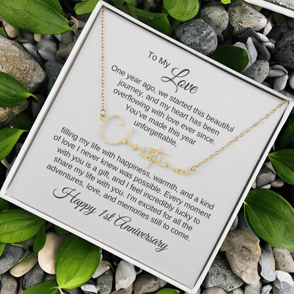 One Year Anniversary Gift for Her One Year Anniversary, Script Name Necklace