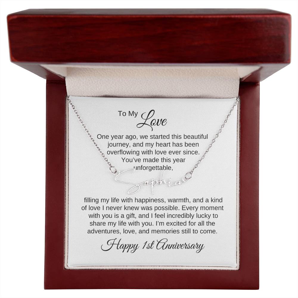 One Year Anniversary Gift for Her One Year Anniversary, Script Name Necklace